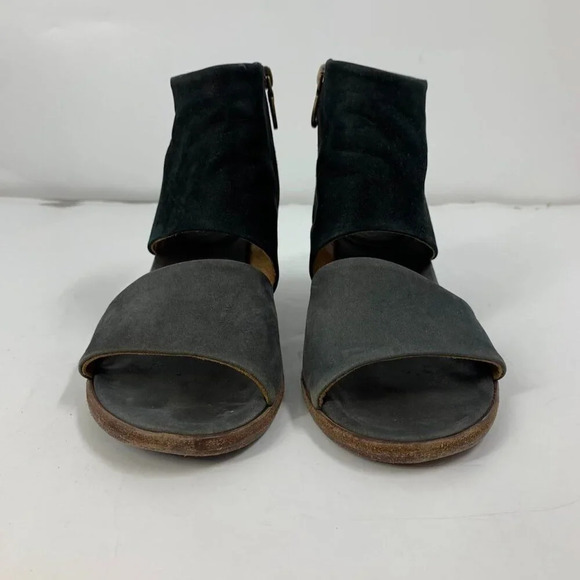 P. Monjo Women Suede Leather Side Zip Open Toe Heeled Sandals Size 8.5 - Picture 8 of 16